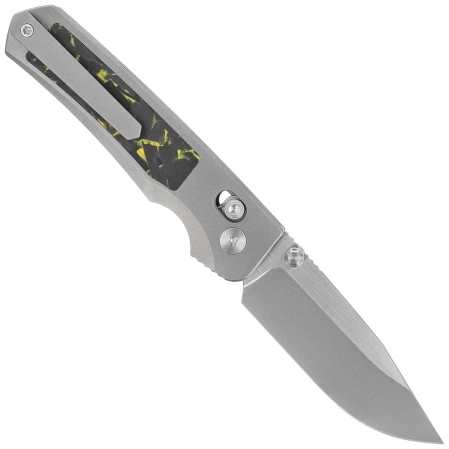Remette RT-Aurora Knife Gray Titanium/Carbon Fiber, Manual Fine Grinding Satin/Pearlescent M390 (AURA-Y)