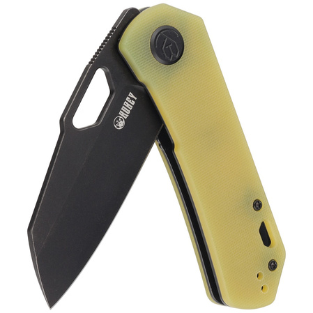 Nóż składany Kubey Knife Duroc Translucent Yellow G10, Black Stonewashed AUS-10 by Colin Maisonpierre (KU332H)