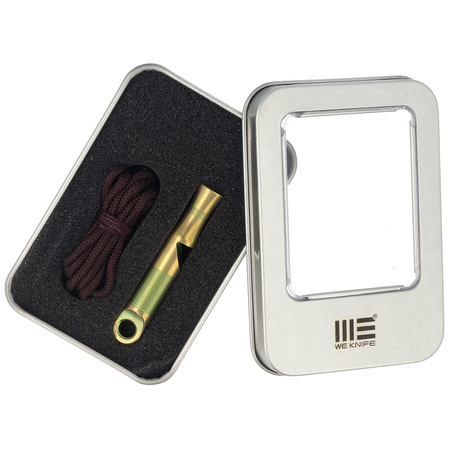 We Knife Whistle Green Titanium with Brown Paracord (A-05CP)