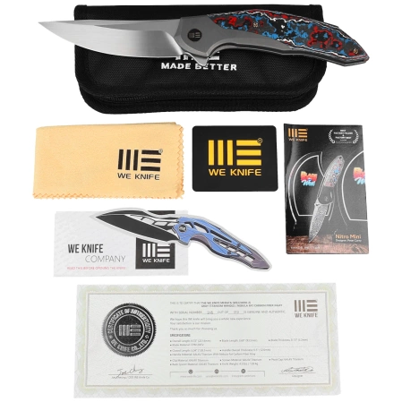 Nóż składany WE Knife Merata LE No 207/310 Titanium / Nebula Fat Carbon Fiber, Hand Rubbed Satin CPM 20CV by Anton Tkachenko (WE22008B-2)