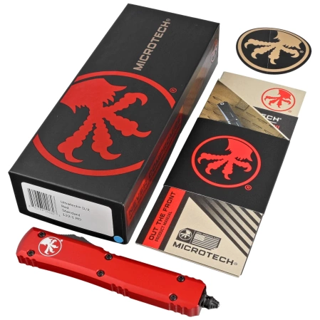 Microtech OTF Ultratech D/E Red Aluminium, Black M390 by Tony Marfione (122-1RD)