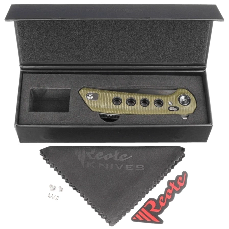 Reate PL-XF-3 Knife Green Micarta/Black G10 Inlay, Stonewashed Nitro-V