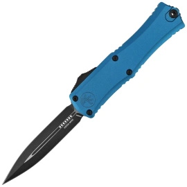 Microtech Hera II Mini D/E OTF Knife Blue Aluminum, Black M390MK by Tony Marfione (1702M-1BL)
