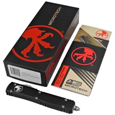 Nóż automatyczny OTF Microtech Ultratech T/E Black Aluminium, Stonewashed P/S M390 by Tony Marfione (123-11)