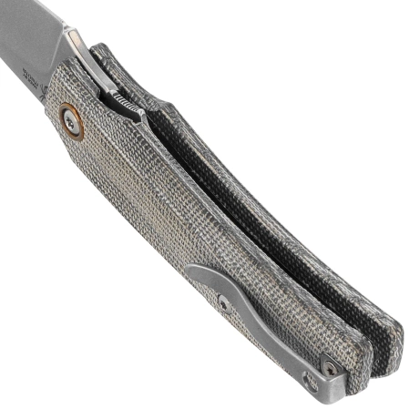 MKM Ice Knife Gray Canvas Micarta, Stonewashed MagnaCut by Tommaso Rumici & Denis Simonutti (MK IC-GC)