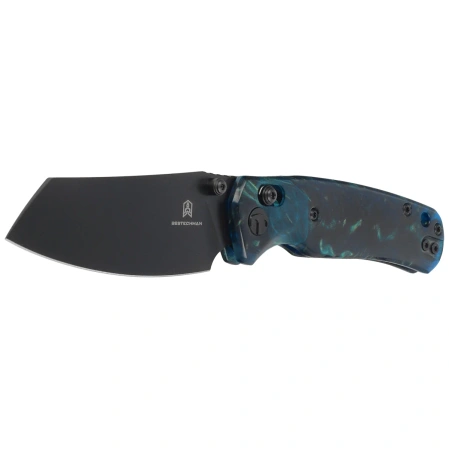 Bestechman Cicada's Wing Knife Clear Blue Resin, Black PVD 10Cr15MoV (BMK06R)