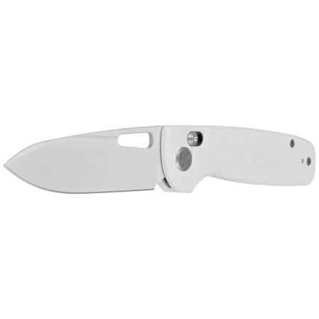 Kubey Bluff Knife White G10, Sandblasted 14C28N by Garet Caronna (KU248C)