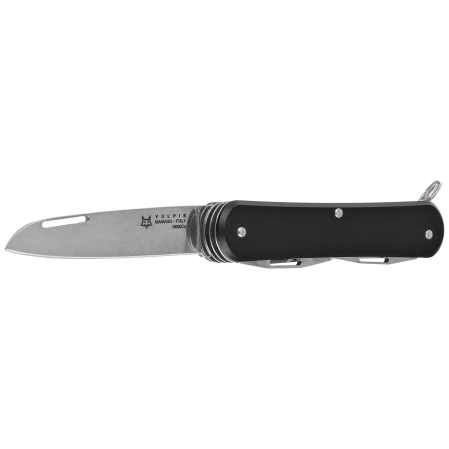 Fox Vulpis F4 Black Aluminum, Polished N690Co Pocket Knife (FX-VP130-F4 BK)