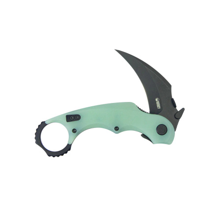 Kubey Rogue Pikal Karambit Knife Jade G10, Blackwashed 14C28N by MUZI Design (KU298E)