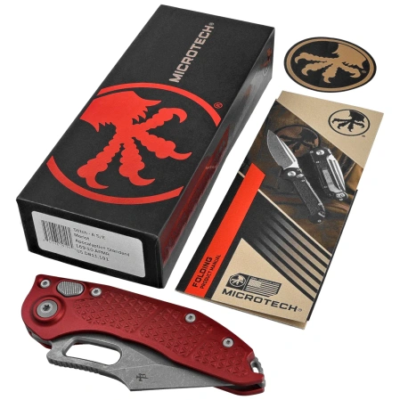 Microtech Stitch-A S/E Automatic Knife Merlot Tri-Grip Aluminum, Apocalyptic M390 by Borka Blades and Tony Marfione (169-10APMR)