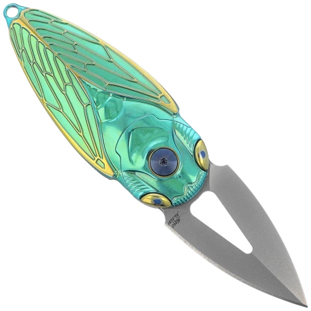 Nóż składany Rike Knife RK Cicada-GG Green / Gold Titanium, Bead Blasted M390
