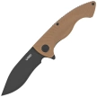 Kubey Timberwolf KU208H Knife Tan G10, Blackwashed 14C28N