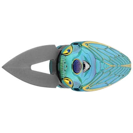 Nóż składany Rike Knife RK Cicada-GG Green / Gold Titanium, Bead Blasted M390