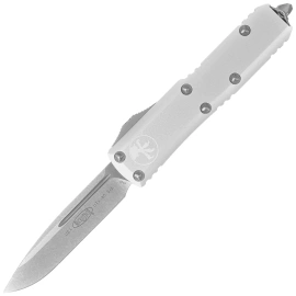 Nóż automatyczny OTF Microtech UTX-85 S/E Natural Clear Aluminium, Stonewashed M390 (231-10 CR)