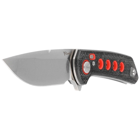 Nóż składany Reate PL-XF-11 Black Micarta/Red G10 Inlay, Stonewashed Nitro-V