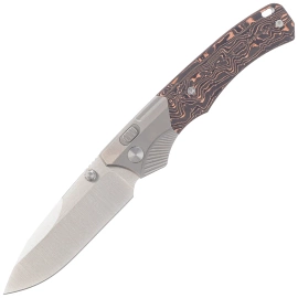 Remette WD107-TB Knife Gray Titanium/Carbon Fiber, Hand Grinding Satin M390 (WD107-TB)