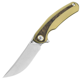 Bestech Sambac Knife Gold Titanium / Dark Matter Gold Fat Carbon, Stonewashed / Satin MagnaCut by Ostap Hel (BT2402A)