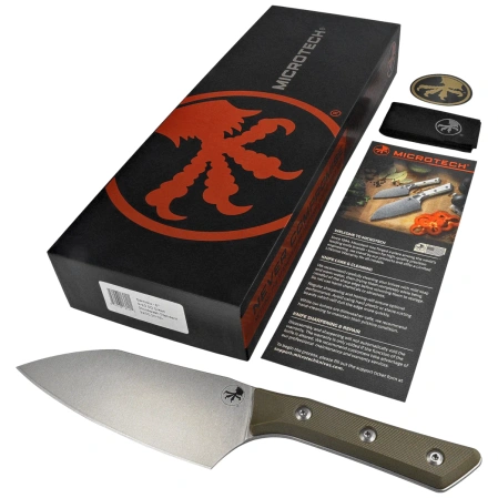 Nóż kuchenny Microtech Santoku 6" OD Green G10, Stonewashed M390MK (3200-10OD)