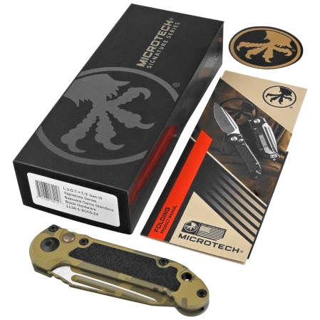 Microtech LUDT Gen III T/E Automatic Knife Bazooka Camo Aluminum, Bazooka Camo M390MK by Tony Marfione (1136-1BOCS-Z4)