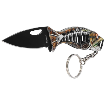Martinez Albainox Fishing Knife Key Ring Golden Aluminum, Black 3Cr13Mov (18504-GD)