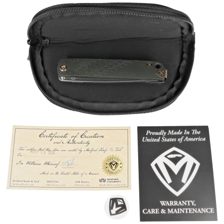 Nóż składany Medford M-48 Green Aluminium, Bronze HW/Clip, Tumbled S35VN by Greg Medford (MK2124TQ-40TM-T1C1-Q4)