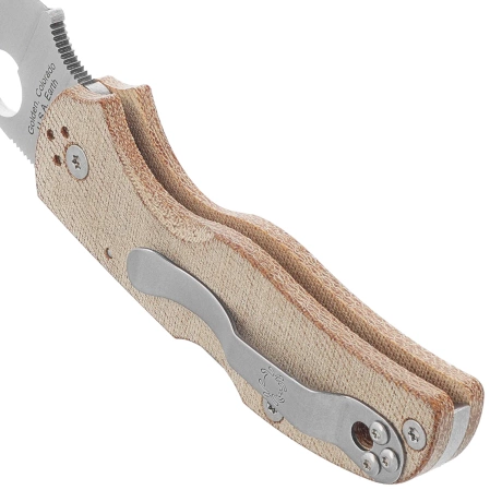 Nóż składany Spyderco Native 5 Brown Canvas Micarta, Satin CPM Cru-Wear by Sal Glesser (C41MPCW5)
