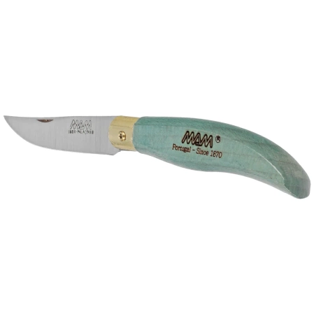 MAM Iberica S Folding Knife Turquoise Beech Wood, Brass HW, Satin (2010-TU)