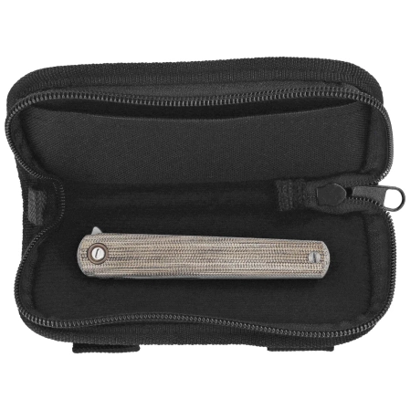 MKM Flame Light Drop Point Knife Green Canvas Micarta / Titanium, Bead Blasted M390 by Michael Zieba (MK FL01-GCT)