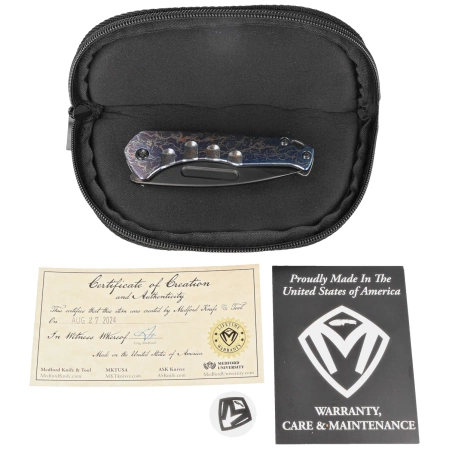 Nóż składany Medford Praetorian Slim D/P Flamed Titanium, DLC HW, Blue Clip, Black DLC S45VN by Greg Medford (MK2084TD-03TM-TPCP-Q4)