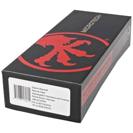 Microtech Glykon Bayonet Natural Clear Aluminium/Apocalyptic Titanium, Apocalyptic M390 by Tony and Sean Marfione (184-10APNC)