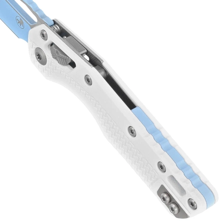 Microtech MSI S/E Ram-Lok White Tri-Grip Polymer, Sky Blue M390MK by Tony Marfione (210T-1PMCWH-Y7)