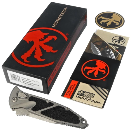 Microtech Socom Elite Auto S/E Automatic Knife Natural Clear Aluminum, Apocalyptic M390 by Tony Marfione (160A-10APNC)