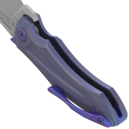 Kubey Sumo Knife Blue Titanium, Stonewashed CPM 20CV by Jake Hoback (KB400C)