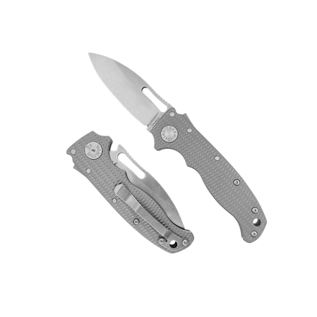 Nóż składany Demko AD20.5 Slicer Shark Milled Titanium, Stonewashed CPM 3V by Andrew Demko (AD20.5-3V-Milled TI-SS)