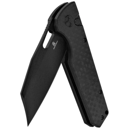 Bestechman Guardian Knife Black G10 w/ Carbon Fiber Pattern, Black PVD D2 (BMK11E)