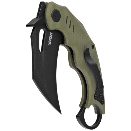 Kubey Wrath Knife Green G10, Blackwashed 14C26N by MUZI Design (KU261F)