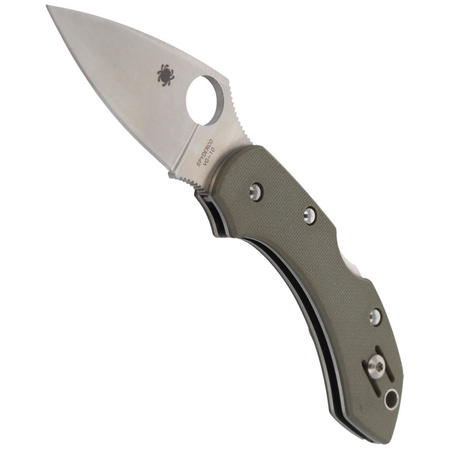 Spyderco Dragonfly Folige Green G-10, Satin Plain V-10 Knife (C28GPFG)