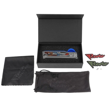 Reate EXO-M Gravity D/E Knife Bead Blasted Titanium/Damascus MultiColor G10, Satin Elmax