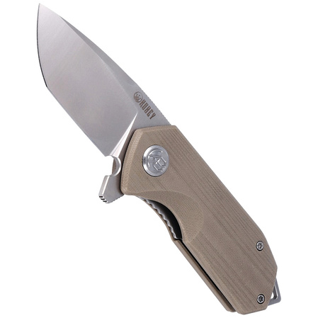 Kubey Knife Campe, Khaki G10, Bead Blasted D2 (KU203G)