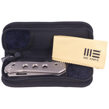 WE Knife Vision R Gray Titanium, Silver Bead Blasted CPM 20CV by Snecx Tan (WE21031-1)