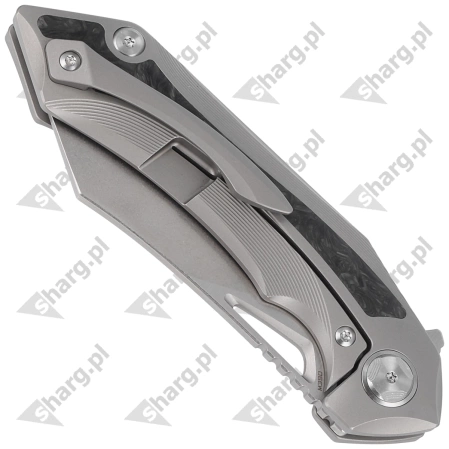 Bestech Knife Kasta Grey Titanium / Marble Carbon Fiber, Mirror Stonewash M390 by Kombou (BT1909A)