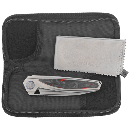 Nóż składany Rike Knife Baidi T Titanium/Red Carbon Fiber, Bead Blasted M390 (RK-Baidi-T-P/RCF)