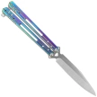 Third Decor Habitat Balisong Rainbow Titanium Stainless Steel, Satin 420 Butterfly Knife (K2920W)