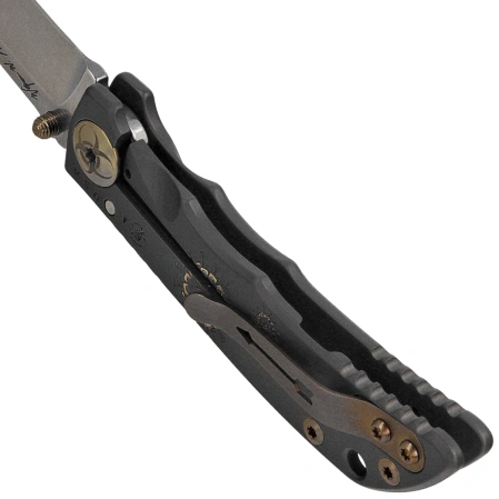 Nóż składany Spartan Blades Harsey 3.25 Folder Plague Doctor Black/Gold Titanium, Stonewashed MagnaCut by William W. Harsey (SF10DOCTOR BK)