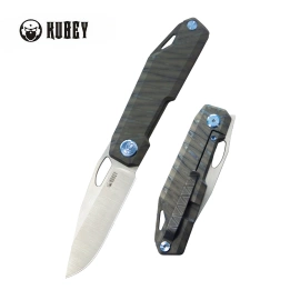 Kubey Verijero Knife Flamed Titanium, Satin 14C28N by George Ovchinnikov (KB340C)