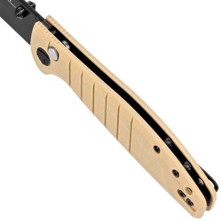 Bestechman Knife Goodboy Khaki G10, Black DLC D2 by Keanu Alfaro (BMK04E)