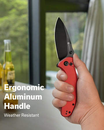 Sencut Cybrix Red Aluminum, Black 9Cr18MoV (S23098A-3)