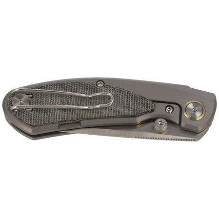 Nóż składany Bestech Lito Grey Titanium / Black Canvas Micarta, Satin M390 by Ostap Hel (BT2307A)