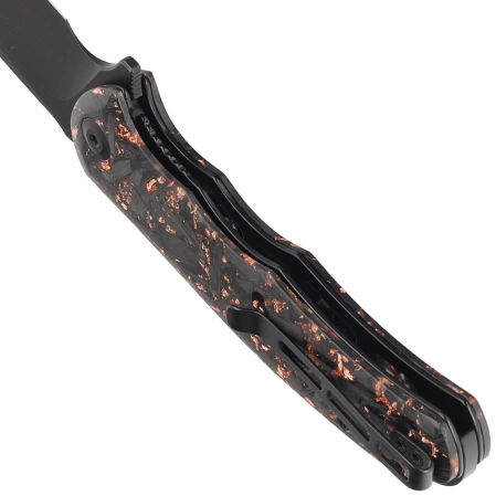 Civivi Praxis Shredded Carbon Fiber / Copper Shred, Black Stonewashed 9Cr18MoV knife (C803I)