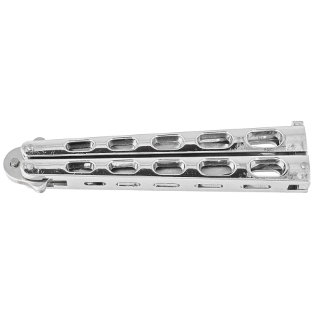 Third Decor Habitat Balisong Silver Stainless Steel, Satin 420 Butterfly Knife (K2919B)